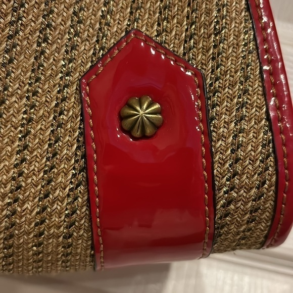 Eric Javits red and gold shoulder purse with gold accents - Picture 4 of 9